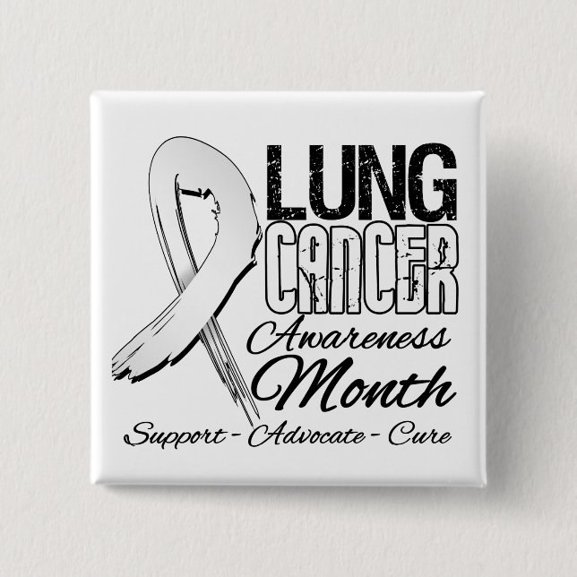 Lung Cancer Awareness Month Grunge Ribbon Knapp (Framsida)