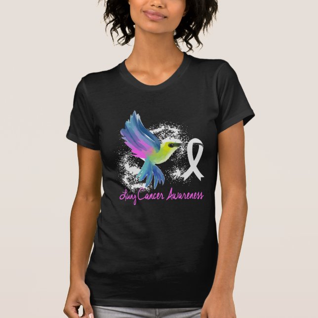 Lung Cancer Awareness Pearl Ribbon T Shirt (Framsida)