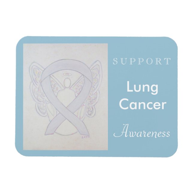 Lung Cancer Awareness Ribbon Angel Anpassningsbar  Magnet (Horisontell)