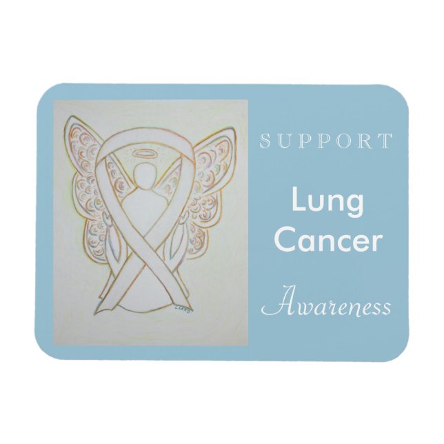 Lung Cancer Awareness Ribbon Angel Anpassningsbar  Magnet (Horisontell)