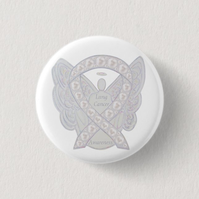 Lung Cancer Awareness Ribbon Angel Button Stift Knapp (Framsida)