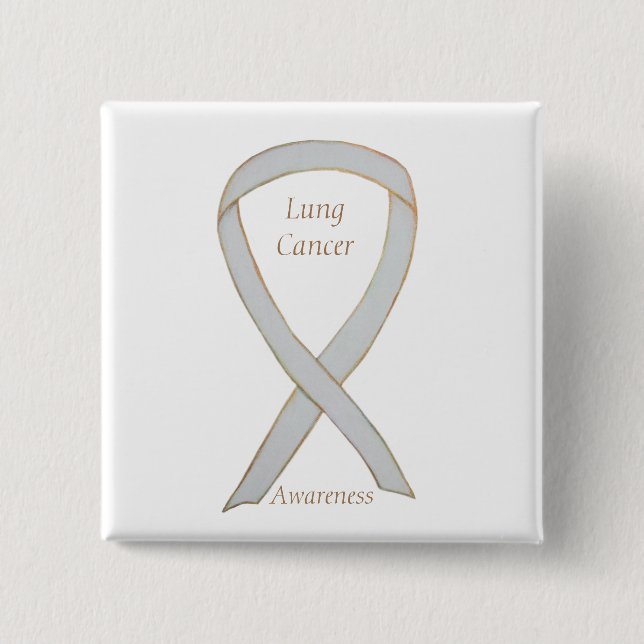 Lung Cancer Awareness Ribbon Anpassningsbar Art Pi Knapp (Framsida)