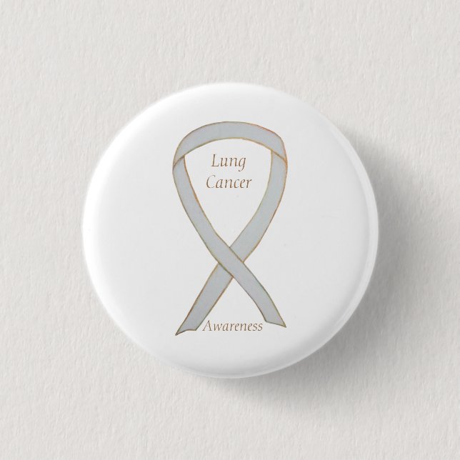 Lung Cancer Awareness Ribbon Anpassningsbar Art Pi Knapp (Framsida)