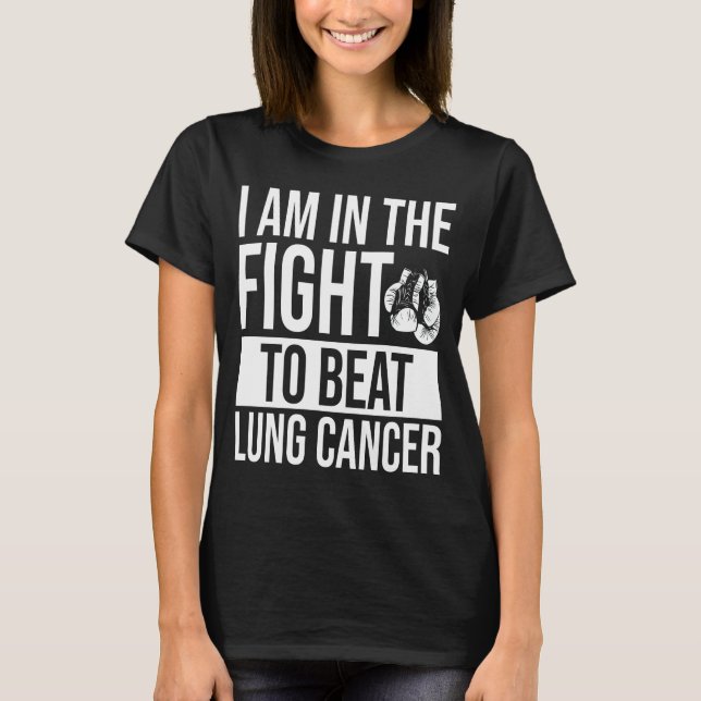 Lung Cancer Awareness Ribbon Beat Disease Warrior T Shirt (Framsida)