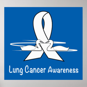 Lung Cancer Awareness Ribbon med Svanar Poster