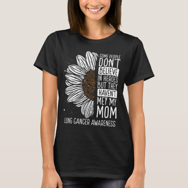 Lung Cancer Awareness Ribbon Mom Warrior T Shirt (Framsida)