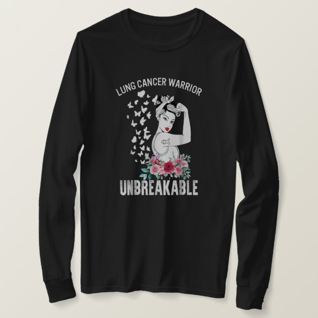 Lung Cancer Awareness Warrior Unbreakable Strong W T Shirt (Design framsida)