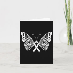 Lung Cancer Awareness White Ribbon Butterfly Vinga Kort