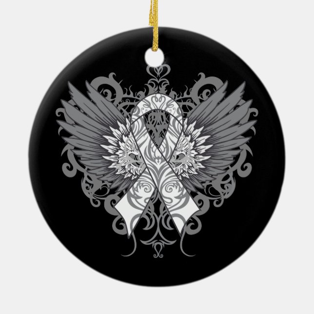 Lung Cancer Coola Vingar Julgransprydnad Keramik (Baksidan)