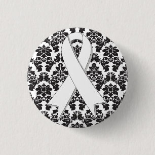 Lung Cancer Damask Pearl Ribbon Knapp