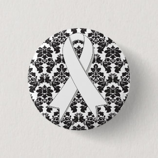 Lung Cancer Damask Pearl Ribbon Knapp