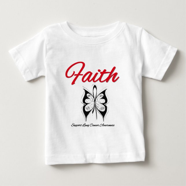 Lung Cancer Faith Butterfly Ribbon T Shirt (Framsida)