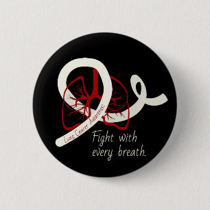 Lung Cancer Fight, lungor och ribbon Knapp