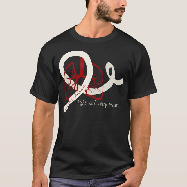 Lung Cancer Fight, lungor och ribbon T Shirt (Framsida)