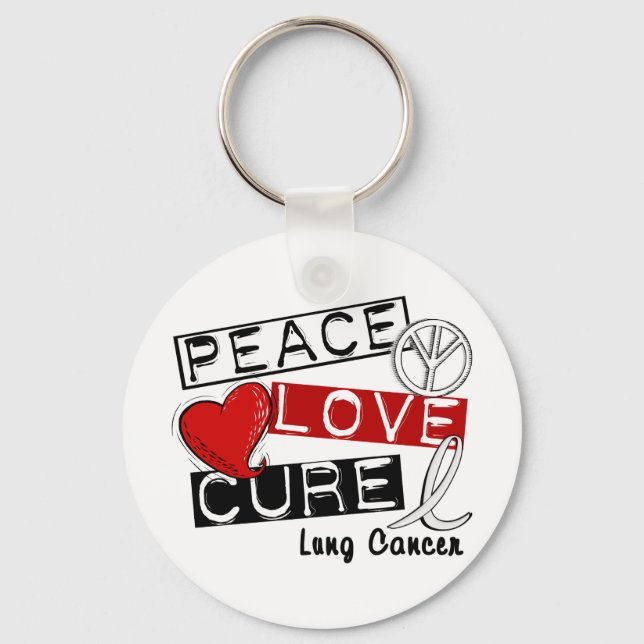 Lung Cancer PEACE KÄRLEK CURE 1 Nyckelring (Framsida)