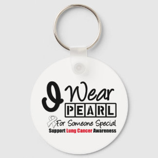 Lung Cancer Pearl Ribbon Någon Speciell Nyckelring