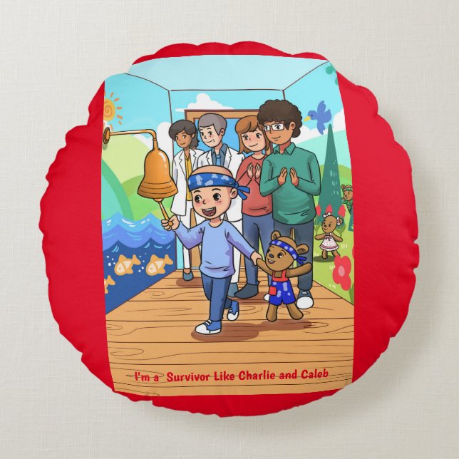 Lung Cancer Red Dekorativ kudde Round Chemo Pillow (Framsidan)