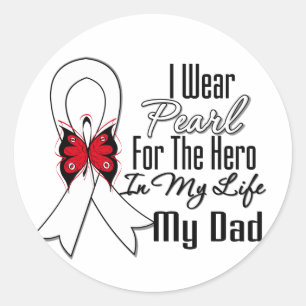 Lung Cancer Ribbon Hero My Pappa Runt Klistermärke