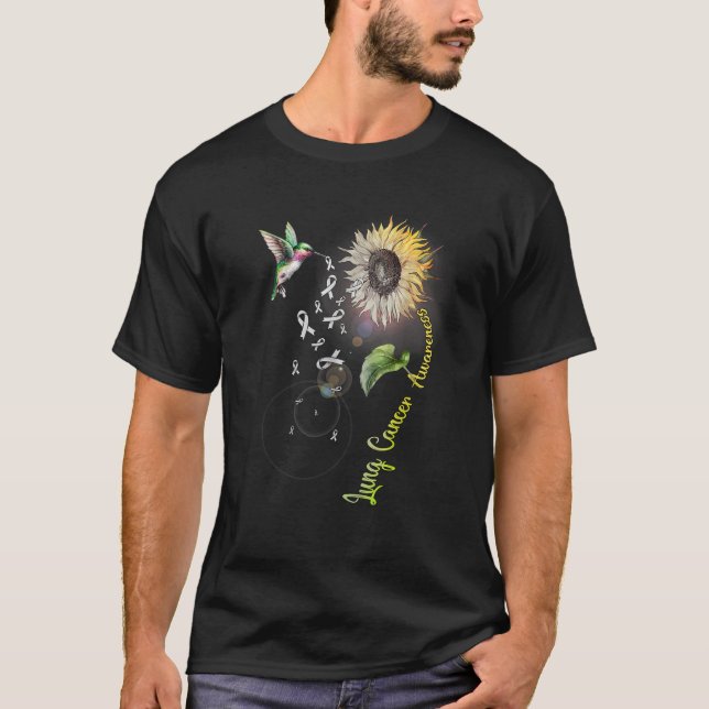 Lung Cancer Solros Hummingbird T Shirt (Framsida)