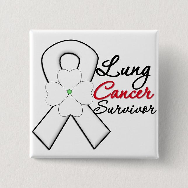 Lung Cancer Survivor Flower Ribbon Knapp (Framsida)