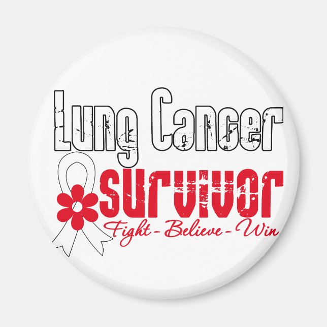 Lung Cancer Survivor Flower Ribbon Magnet (Framsidan)