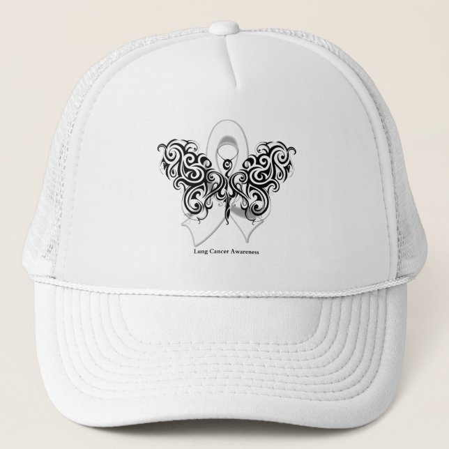 Lung Cancer Tribal Butterfly Ribbon Keps (Framsida)