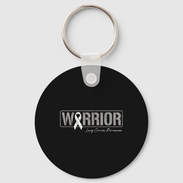 Lung Cancer Warrior Lung Cancer Awareness White Ri Nyckelring (Framsida)