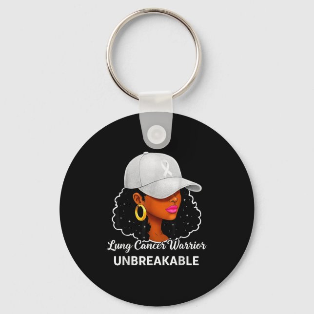 Lung Cancer Warrior Unbreakable Black Women Awaren Nyckelring (Framsida)