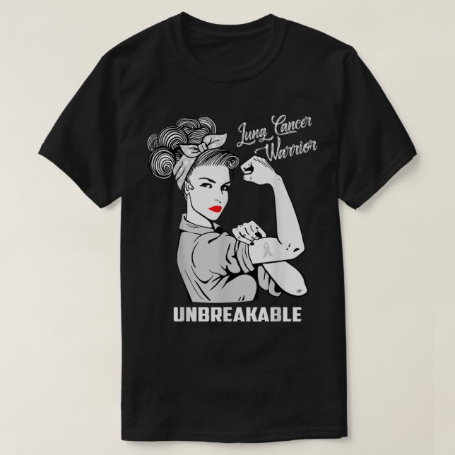 Lung Cancer Warrior Unbryable T Shirt Awareness  (Design framsida)