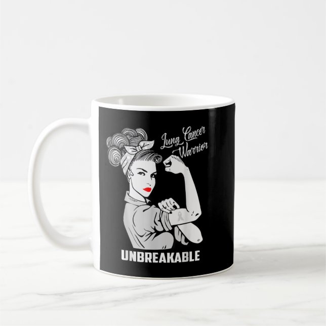 Lung Cancer Warrior Unbryable T Shirt Awareness  Kaffemugg (Vänster)