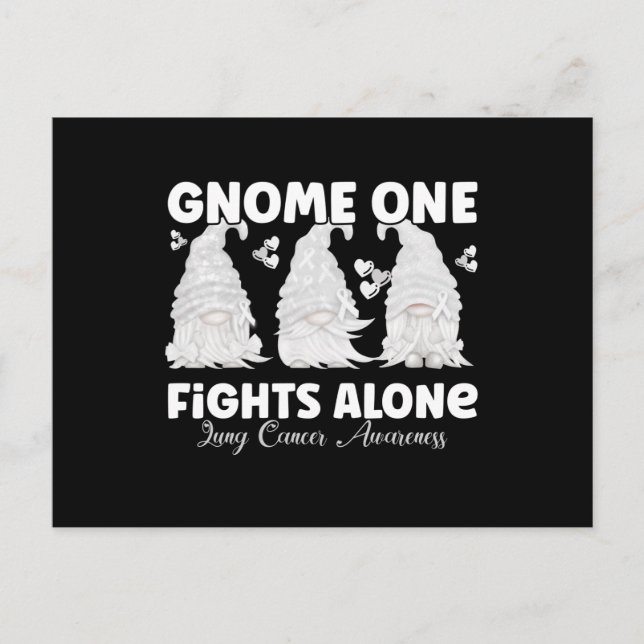 Lung Cancer White Ribbon Gnome Vykort (Framsida)