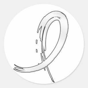 Lung Cancer's Pearl Ribbon A4 Runt Klistermärke