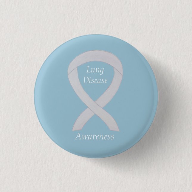 Lung Disease Awareness Pearl Ribbon Art Pin Knapp (Framsida)