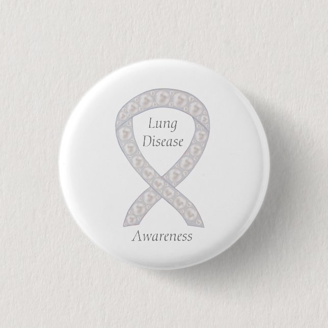 Lung Disease Awareness Pearl Ribbon Art Pin Knapp (Framsida)