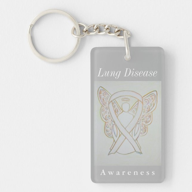 Lung Disease Awareness White Ribbon Keychain (Framsidan)