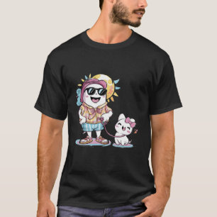 Lung Ghost Summer Walking Cat Cute Spooky Season T Shirt