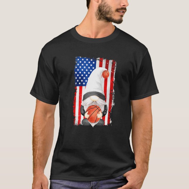 Lung Gnome Patriotic American Flagga for Proud Bas T Shirt (Framsida)