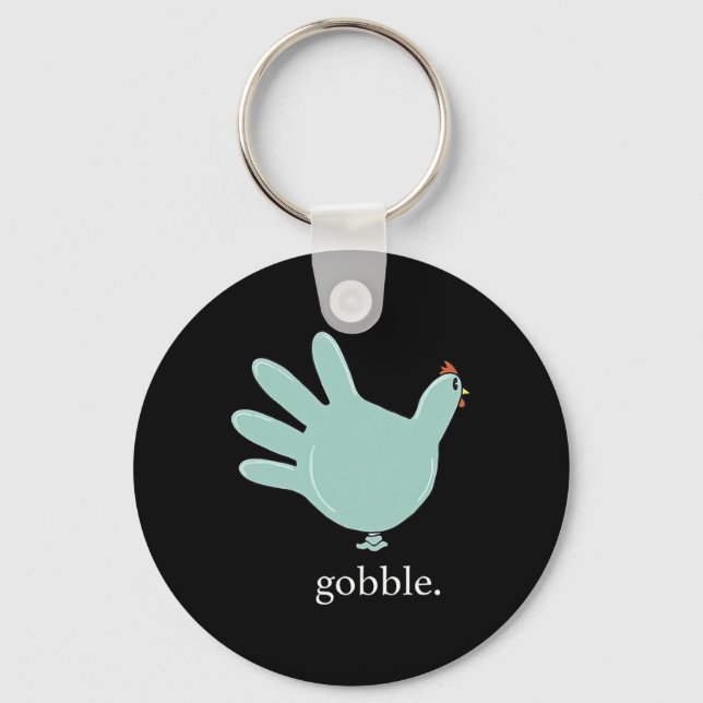 Lung Gobble Turkey Glove Medical Nures Thanksgivi Nyckelring (Framsida)