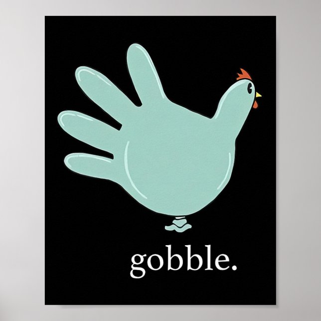 Lung Gobble Turkey Glove Medical Nures Thanksgivi Poster (Framsidan)