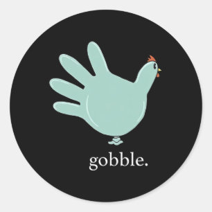 Lung Gobble Turkey Glove Medical Nures Thanksgivi Runt Klistermärke
