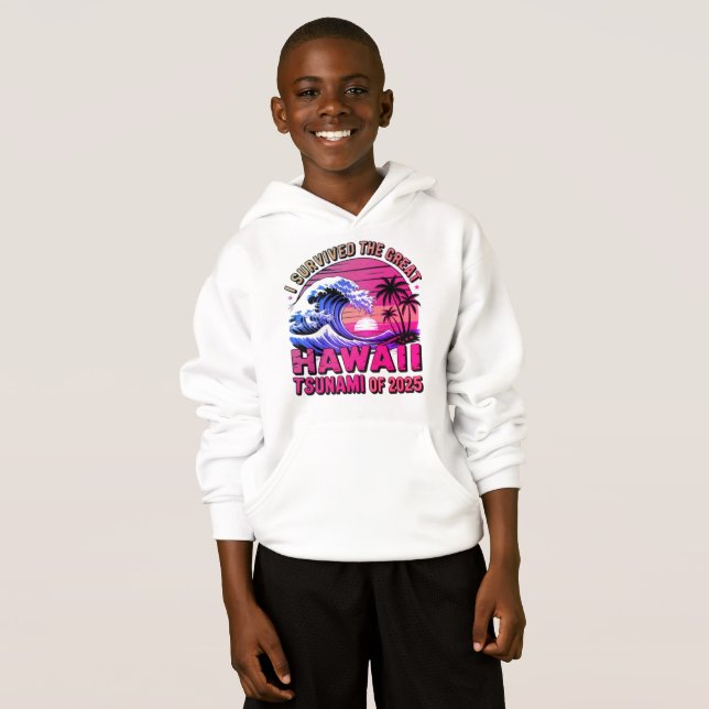 Lung Hawaii Vacation jag Överlevt Hawaii Tsunami T Shirt (Hel framsida)