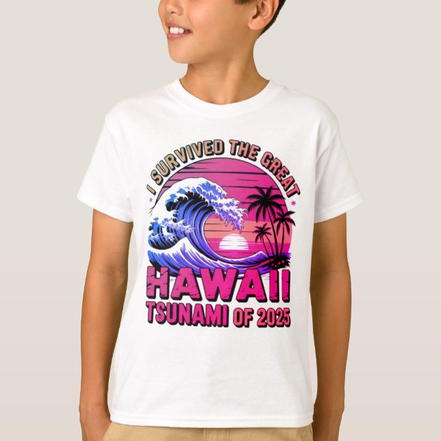 Lung Hawaii Vacation jag Överlevt Hawaii Tsunami T Shirt (Framsida)