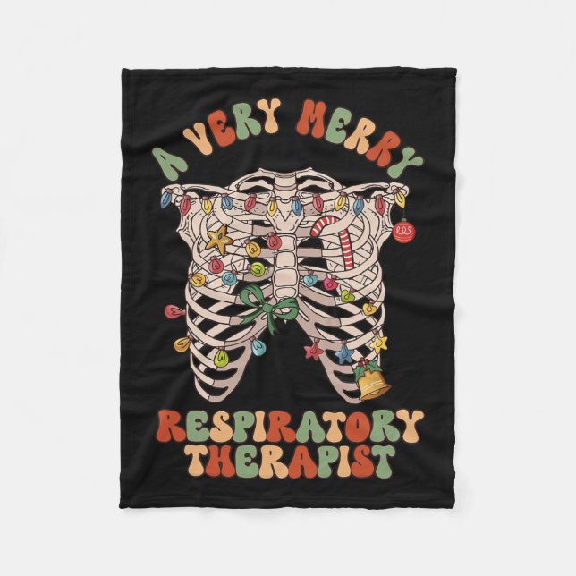 Lung jul A Väldigt Merry Respiraterapist Fleecefilt (Framsidan)