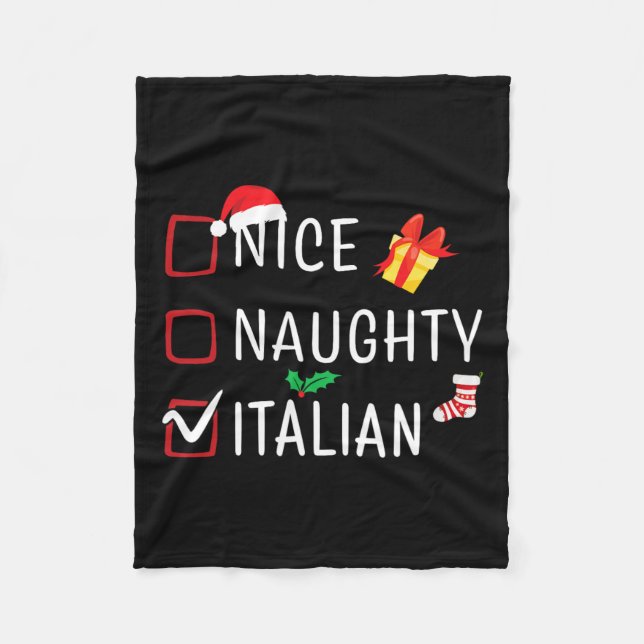 Lung Naughty Nice Italienska julfamiljen Pajama Fleecefilt (Framsidan)