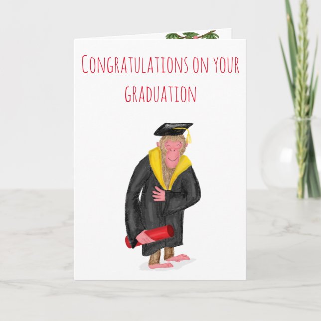 Lungande grattis-kort för apa studenten kort (Framsida)