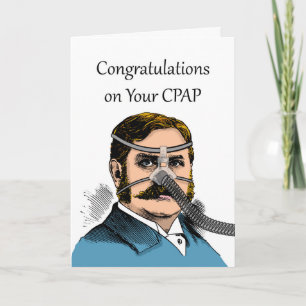 Lungande Grattisar på CPAP, Mustache Man Kort