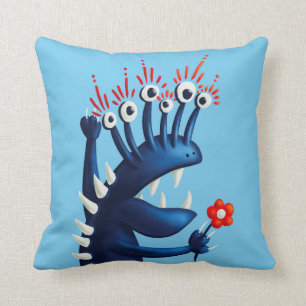 Lungande monster Flower Blue Kids Kudde