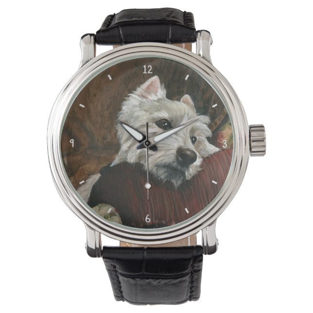 Lungande Westie på Soffa Armbandsur (Framsida)