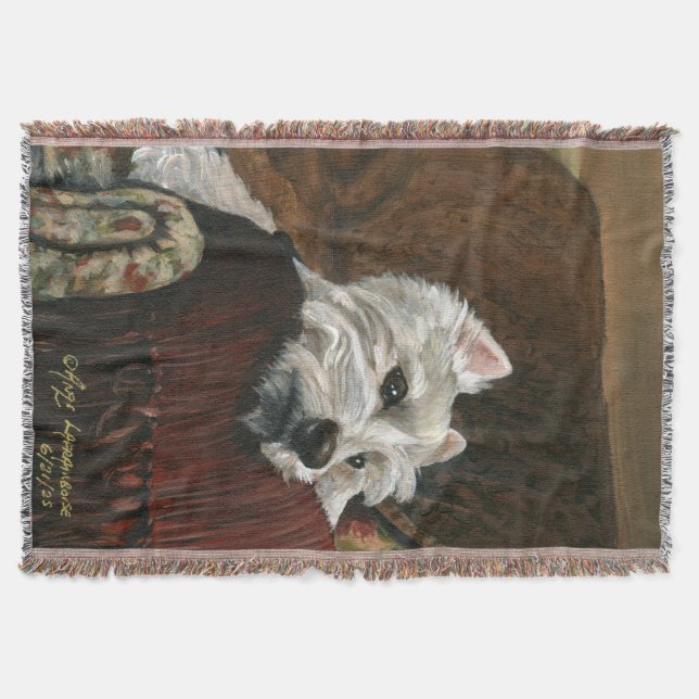 Lungande Westie på Soffa Filt (Framsidan)