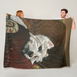 Lungande Westie på Soffa Fleecefilt